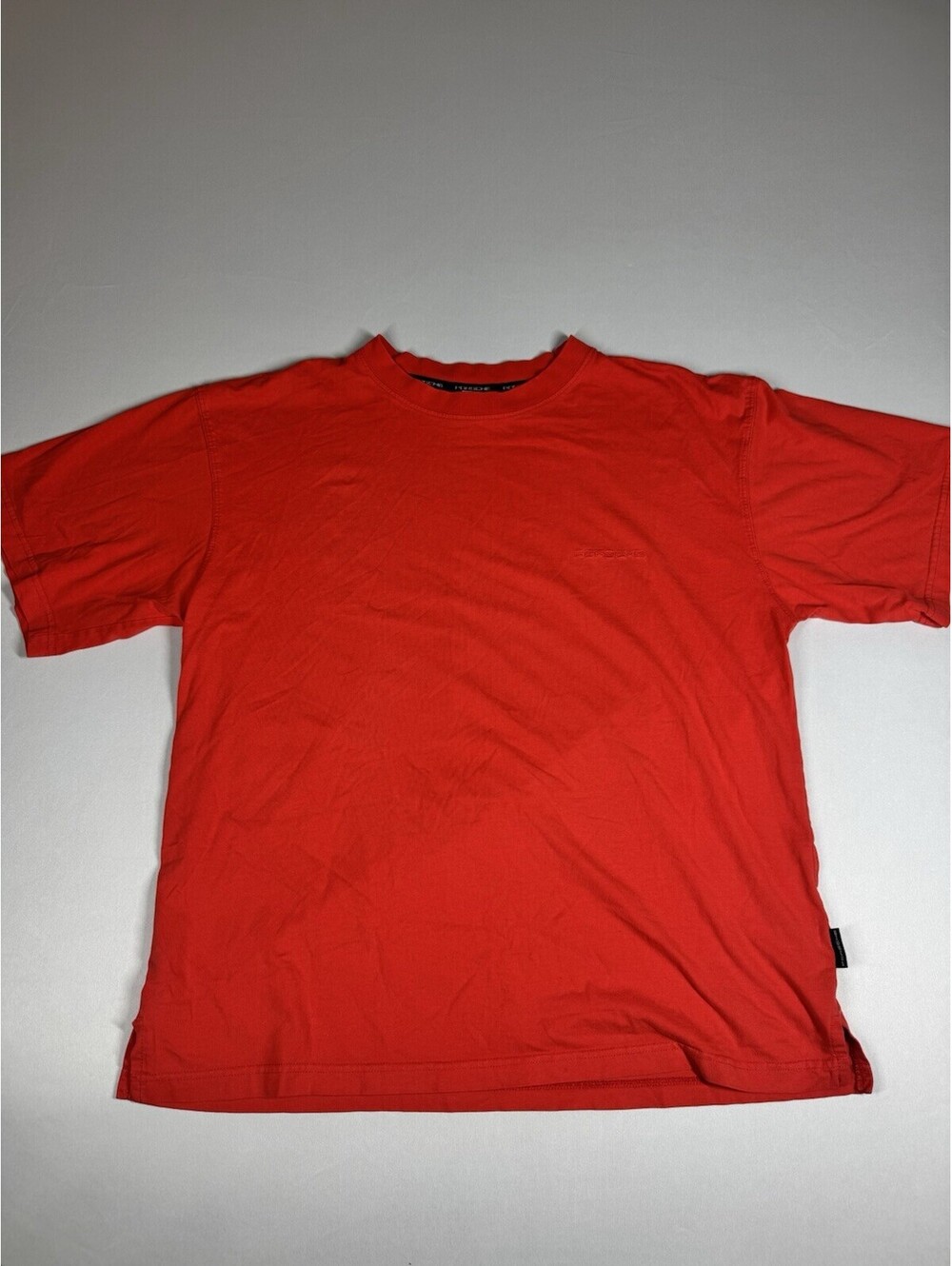 Porsche Design Mens XL Red Short Sleeve Crew Neck Embroidered Logo Shirt EUC